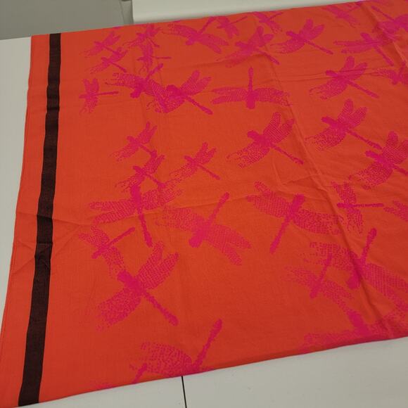 Leigh & Luca Scarf Orange/ Pink Flocked Scarf - Picture 6 of 14